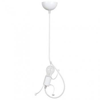 Lámpara de Suspensión Bobi, Acero Blanco con Recubrimiento de Polvo, 14x60x14 cm