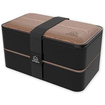 UMAMI Bento Lunch Box , 2 Recipiente 4 Cubiertos , Tupper Compartimentos Estilo Bento Box Japonés , Porta Alimentos Hermético , Microondas y Lavavajillas , Fiambrera Para Adultos/Niños , Zero Waste