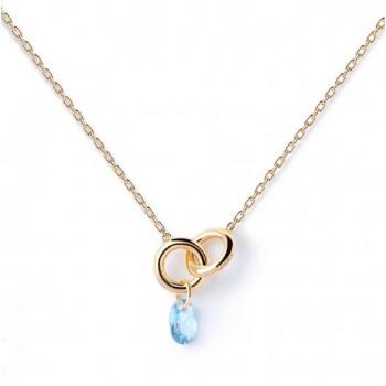Collar de Plata Baño de Oro 18kt con Circonita Azul - PDPAOLA