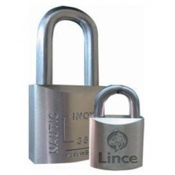 Candado Inoxidable 550/45 A.N. Lince - Cuerpo de acero inoxidable, diámetro de 45 mm, alta resistencia a la corrosión, mecanismo de cierre con doble palanca, incluye 2 llaves
