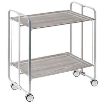 Carrito Auxiliar Plegable Bauhaus con Ruedas y 2 Estantes, Estructura Metálica Gris