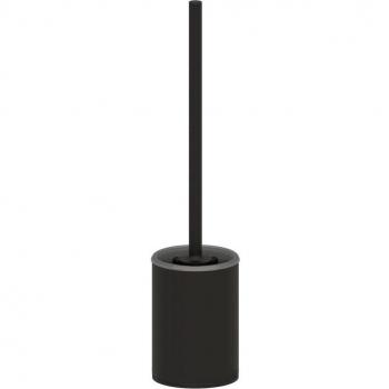 Soporte para escobilla de baño Beltrán con diseño cilíndrico y base en color negro
