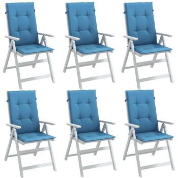 Cojines para silla respaldo alto 6 uds tela Color Antracita melange, Gris claro melange, Gris oscuro melange, Azul melange 120x50x4 cm Cojín Decorativo de Asiento Cojines