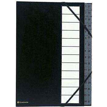 Exacompta 56032E - Clasificador tapa dura ordonator numerico lomo extensible 32 compartimentos, negro