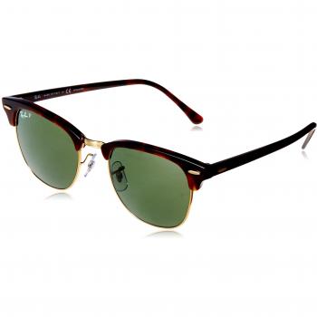 RAYBAN Unisex's 0RB3016 990/58 51 Sunglasses, Red Havana/Crystal Green Polarized