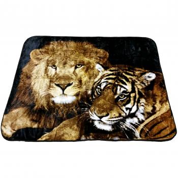 'YSN Home Collection 2265 – 205 x 230 cm suave y cálida manta, manta león y tigre XXL 2 plazas LOVE