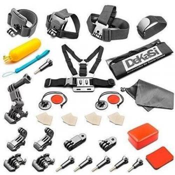 DeKaSi Accesorio para GoPro Hero 4 3+ 3 2 1 Black Silver Kit de Accesorios para GoPro 4 3+ 3 2 1 Negro Plata SJ4000 SJ5000 SJ6000, Juego de Accesorios de la Cámara para GoPro Hero4 Hero3+ Hero3 Hero2