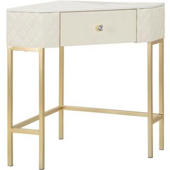 Consola MF608 Epikasa, Madera MDF y Metal, Blanco y Oro, 84,5x60x77 cm
