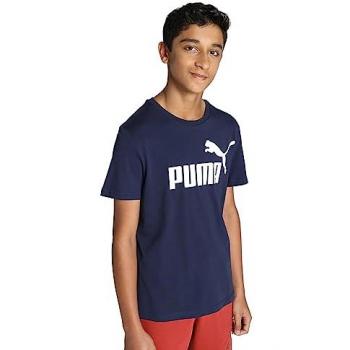 Puma Camiseta de Manga Corta Essentials Logo para Niños, Color Azul Marino con Blanco, Talla 110