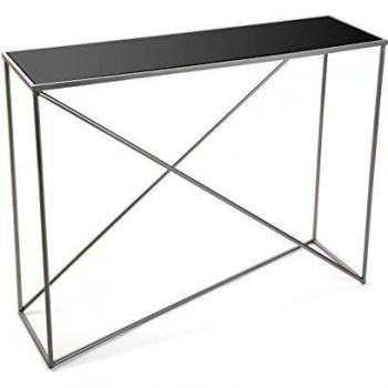 Versa 10850099 Mesa de Entrada Erekle, Metal y Cristal, Plateado, 80 x 30 x 100 cm