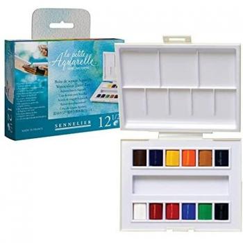Set de Acuarelas Finas Sennelier La Petite Aquarelle - Caja de Viaje con 12 Medias Tazas