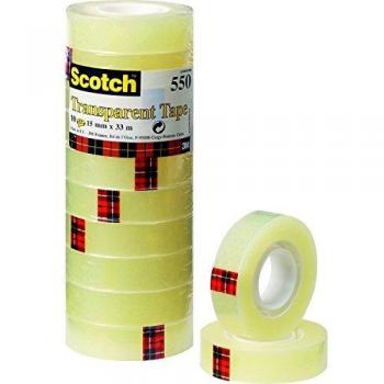 3M 5501533 - Cinta adhesiva transparente tamaño 15mm x 33 m - Pack de 10 rollos