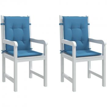 Cojines de silla respaldo bajo 2 piezas Azul Mélange 100x50x4 cm Tela