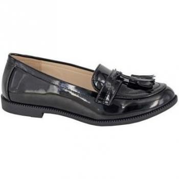 Boulevard Women's Black Patent PU Tassel Loafers