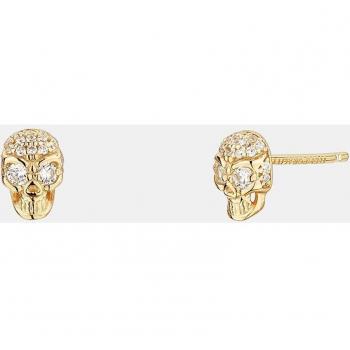 Pendientes Skull de plata chapada en oro con motivo de calavera circonitas