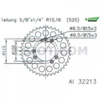 Corona ESJOT Aluminio 51-32213 44 dientes