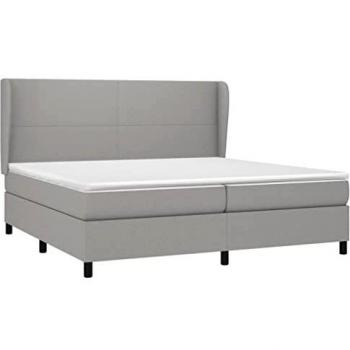 Cama box spring de muelles con colchón gris claro 200x200 cm tela