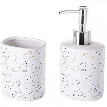 Conjunto de dispensador y portacepillos horóscopos de cerámica Moderno Multicolor - LOLAhome