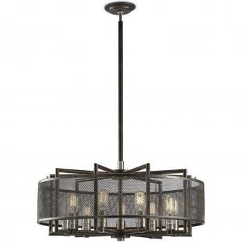 Lámpara de suspensión Parker 9 Bulbs E27 Weatherouge, Zinc / Níquel cepillado
