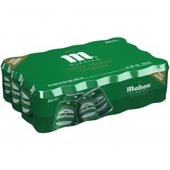 Mahou Clásica - Cerveza Dorada Lager, 4.8% de Volumen de Alcohol - Pack de 24 x 33 cl