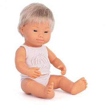 Muñeco Bebé Rubio con Síndrome de Down 38 cm