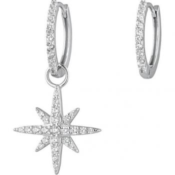 Pendientes asimétricos Earcandy Nuru de plata bañados en rodio