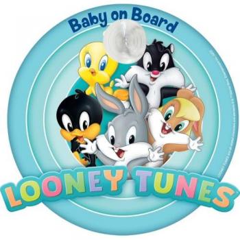 Señal de coche para bebé a bordo Looney Tunes con ventosa CZ11069 - Adhesivo para Coche Warner Bros, gráficos coloridos y diseño divertido
