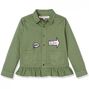 Marca Amazon - RED WAGON Chaqueta con Parches y Volante para Niña, Verde