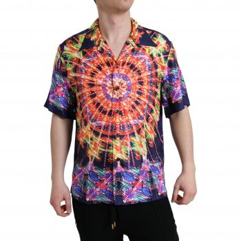 Dolce & Gabbana Luminary Print Multicolor Silk Casual Shirt for Men - Size L