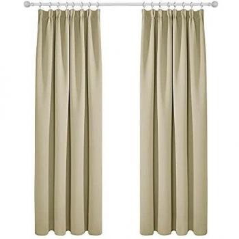 Deconovo Cortinas Salon Opacas con Aislamiento Térmico para Habitacion Dormitorio Moderno Hotel Ventanas con Bolsillos 140 x 200 cm Beige Oscuro