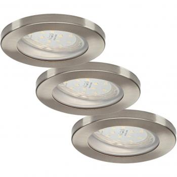 Foco empotrado LED ELC Delfan 3 piezas plata, moderno, hecho de aluminio, para cuarto de baño