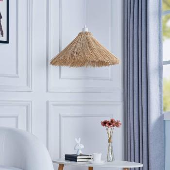 Lámpara colgante Lindby Borys, Ø 55 cm, seagrass, E27, diseño tradicional en marrón para salón y comedor (1 llama)