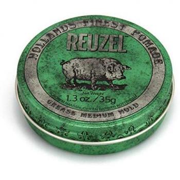 Reuzel Green Grease Medium Hold Pomade - Concentrated Oil Hairstyling Vegan Formula With Natural, Firm And Organic Hold - Defining Grooming Product With Effortless Shine - Original Fragrance - 1.3 Oz