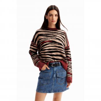 Desigual Eclectic Chic Turtleneck Sweater - M, Contrast Turtleneck Sweater with Logo Detail, Round-neck Knitwear, female, Multicolor