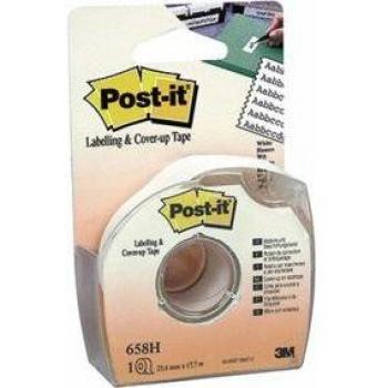 Post-it Labeling & Cover-Up Tape 658-H, 25 mm x 18 m, 6-Line Width, Removable Adhesive in Dispenser