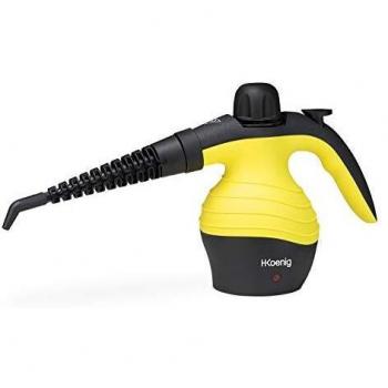 H.Koenig NV60 Limpiador A Vapor Compacto, Vaporeta 1000W, 4,2 Bares, Capacidad de Agua de 350 ml, Plástico, Amarillo