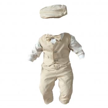 Sixforkids Conjunto de traje de bautizo de boda, color beige, 5 piezas beige 6 mes