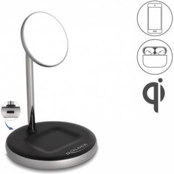 Cargador Inalámbrico 2 en 1 Qi con Potencia Ajustable de 5W/7.5W/10W/15W - Negro