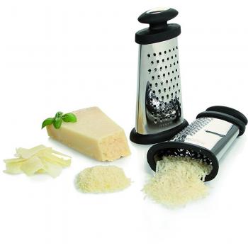 Boska Trio Formaggio - Rallador de quesos duros - Multifuncional - Tres ralladores distintos - Plata y negra - 16 cm