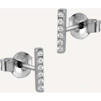 Pendientes Mini de Plata con Seis Circonitas Blancas