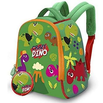 Kid Licensing Mochila Neopreno Crazy Dino, Unisex Niños, Multicolor, Talla Única