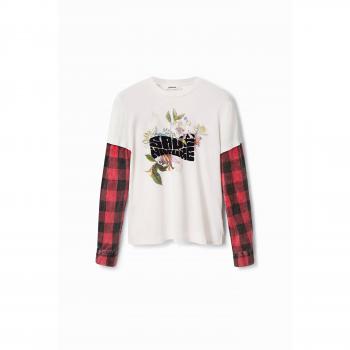 Desigual Women's Clea White Printed Long Sleeve T-Shirt