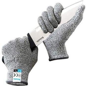 Reinalin Guantes Anticorte con Protección de Alto Rendimiento Nivel 5, Guantes de Trabajo de Seguridad para Cocina, Corte de Mandolina, Corte de Carne y Tallado en Madera