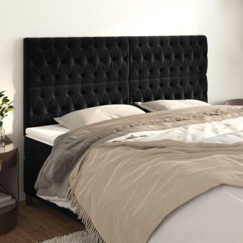 Cabeceros de terciopelo negro 90x7x78/88 cm - Set de 4 unidades