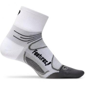 Feetures! Elite - Calcetines de cuarto acolchados ultraligeros, Hombre, color blanco/negro, tamaño small