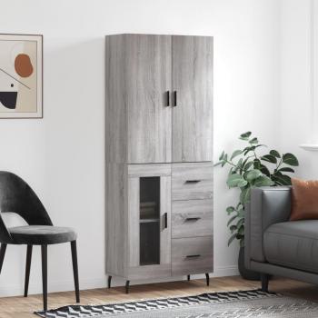 Aparador alto de madera multicapa gris Sonoma 69,5x34x180 cm