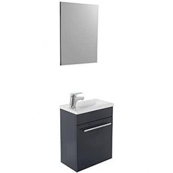 Lavabo Esquinero NINO ONDEE - 44cm - Lacado Gris con Espejo - Entregado en Kit