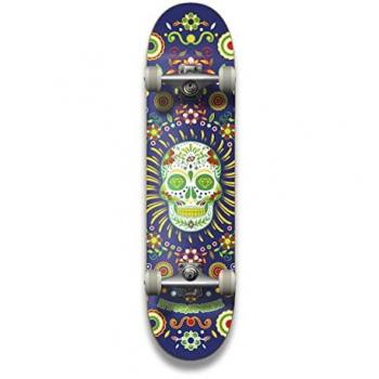 Skateboard Freestyle Hydroponic Mexican Collaboration 8.0'' Azul con diseño de calavera mexicana, completo y listo para usar
