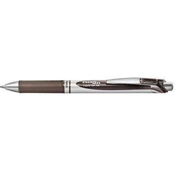 Pentel Bolígrafo de tinta de gel EnerGel BL77-SPX con mecanismo de presión, 0,7 mm de diámetro y 0,35 mm de grosor de trazo, recargable, 1 unidad, sepia