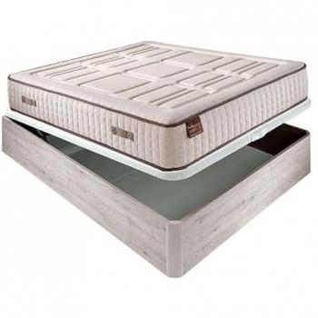 Colchón HR Cotton Visco 27 cm Extra Firme Transpirable + Canapé Abatible Madera 3D Altura 34 cm - 90x200 cm